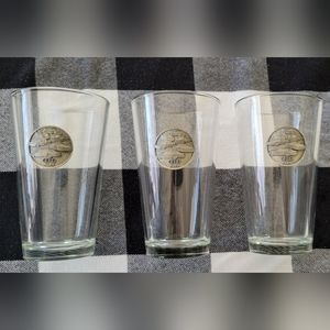 AUDI Commemorative Collectors Glassware Silver Logo Medallion Set Of 3 RARE